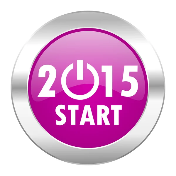 Año nuevo 2015 círculo violeta cromo web icono aislado —  Fotos de Stock