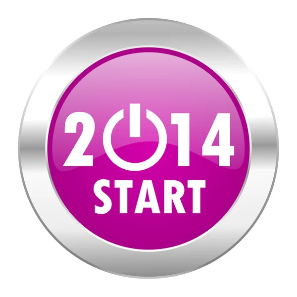 Year 2014 violet circle chrome web icon isolated — Stock Photo, Image