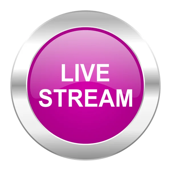 Live stream violet circle chrome web icon isolated — Stock Photo, Image