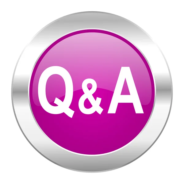 Question answer violet circle chrome web icon isolated — Stock Photo, Image