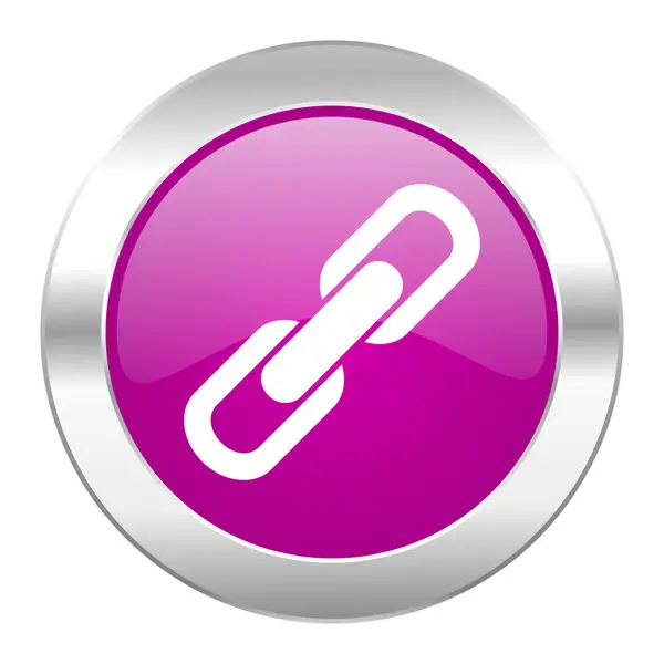 Link violet circle chrome web icon isolated — Stock Photo, Image