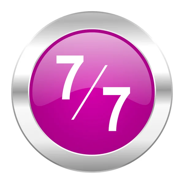 7 per 7 violet circle chrome web icon isolated — Stock Photo, Image