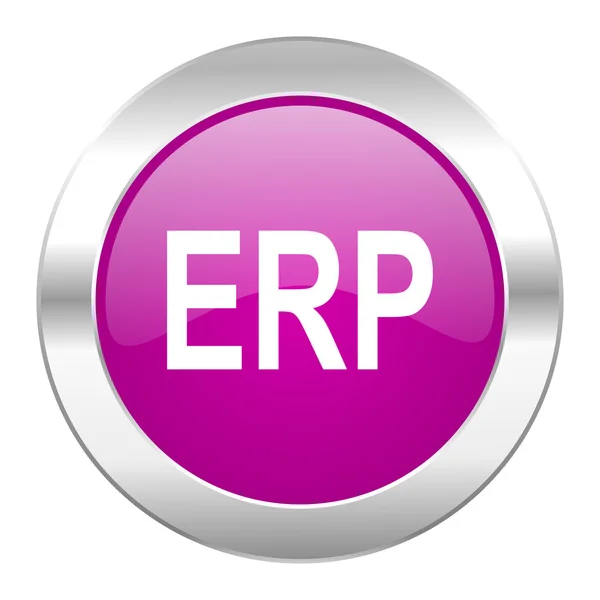 ERP violet cirkel chrome web-icoon geïsoleerd — Stockfoto