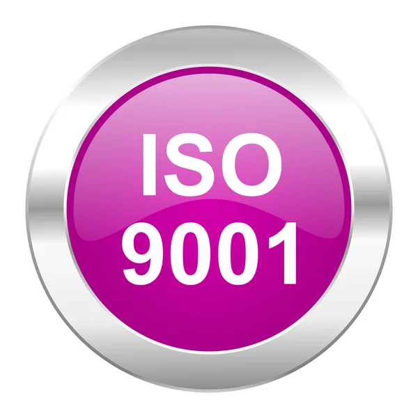 Iso 9001 círculo violeta ícone web cromo isolado — Fotografia de Stock