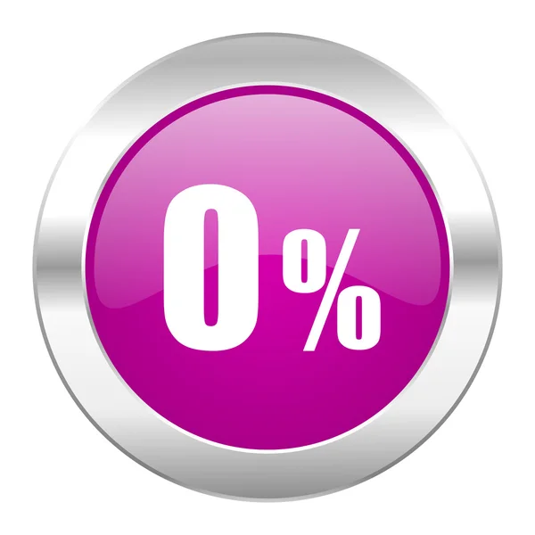 0 procent fioletowy koło chrome web ikona na białym tle — Zdjęcie stockowe