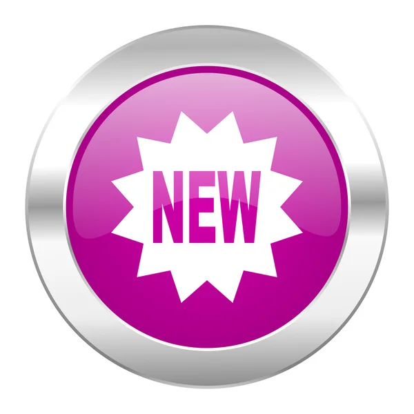Novo ícone web círculo cromado violeta isolado — Fotografia de Stock