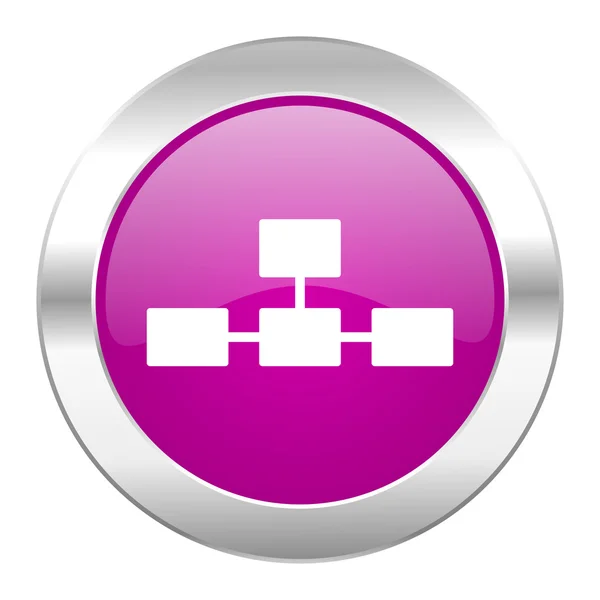 Datenbank violett Kreis Chrom Web-Symbol isoliert — Stockfoto