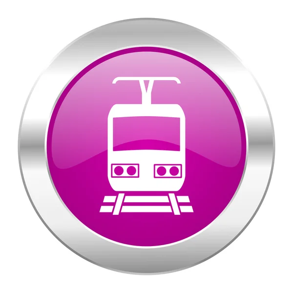 Tren círculo violeta cromo web icono aislado — Foto de Stock