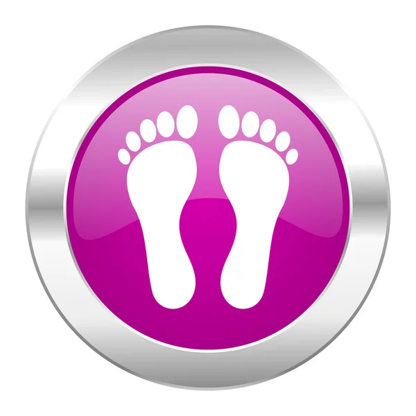 Fuß violett Kreis Chrom Web-Symbol isoliert — Stockfoto