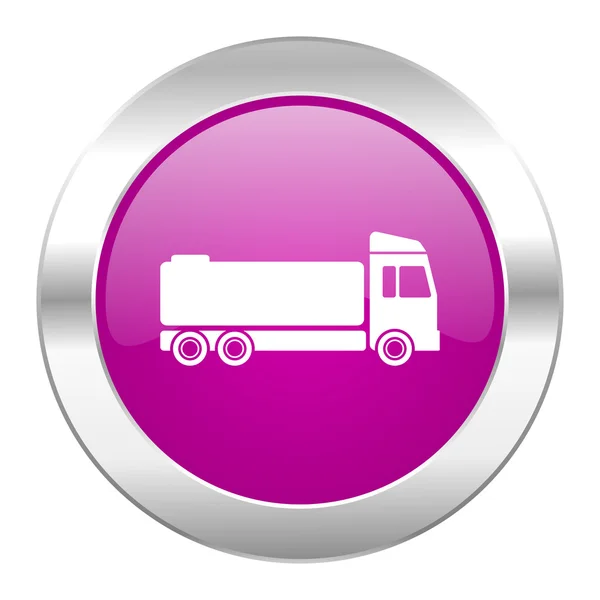 LKW violett Kreis Chrom Web-Symbol isoliert — Stockfoto