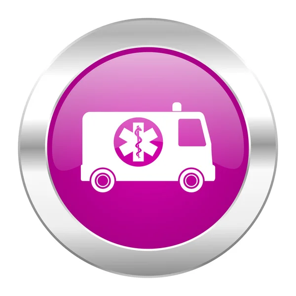 Ambulancia círculo violeta cromo web icono aislado —  Fotos de Stock