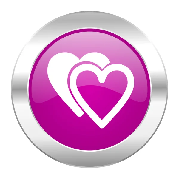 Liefde violet cirkel chrome web-icoon geïsoleerd — Stockfoto