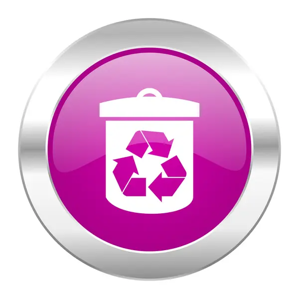 Reciclar círculo violeta ícone web cromo isolado — Fotografia de Stock