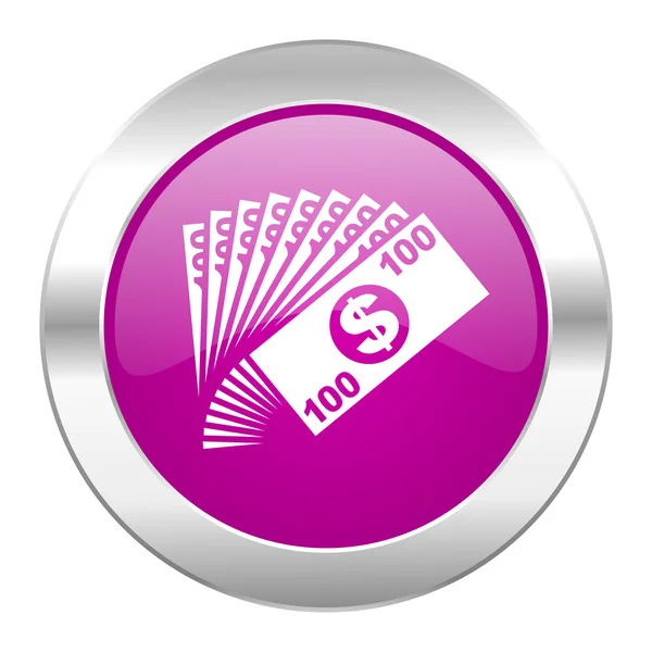 Web ikonę chrome z pieniędzy fioletowy koło na białym tle — Zdjęcie stockowe