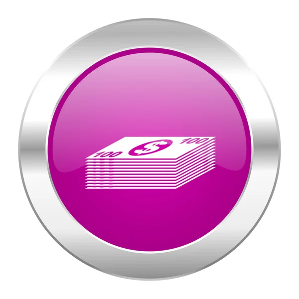 Web ikonę chrome z pieniędzy fioletowy koło na białym tle — Zdjęcie stockowe