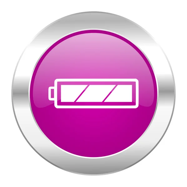 Battery violet circle chrome web icon isolated — Stock Photo, Image