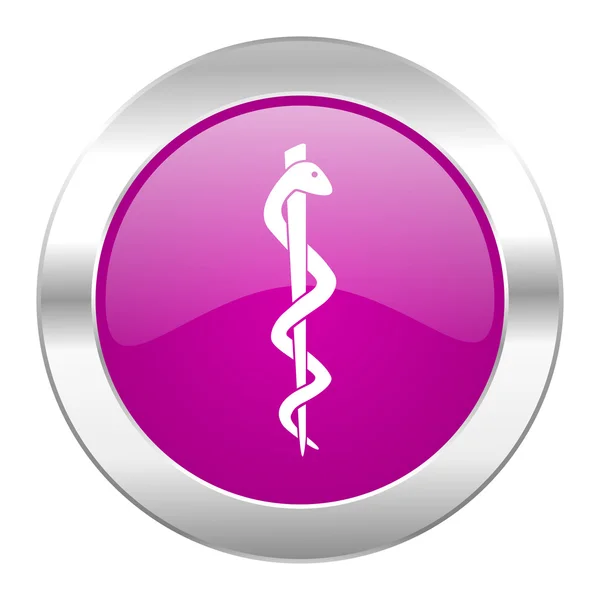 Noodgevallen violet cirkel chrome web-icoon geïsoleerd — Stockfoto