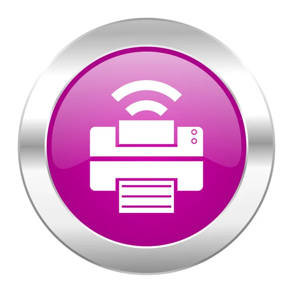 Violet cirkel chrome web printerpictogram geïsoleerd — Stockfoto