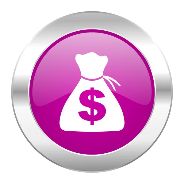 Money violet circle chrome web icon isolated — Stock Photo, Image