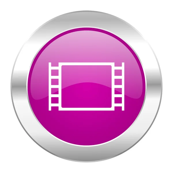 Film violet cercle chrome web icône isolé — Photo