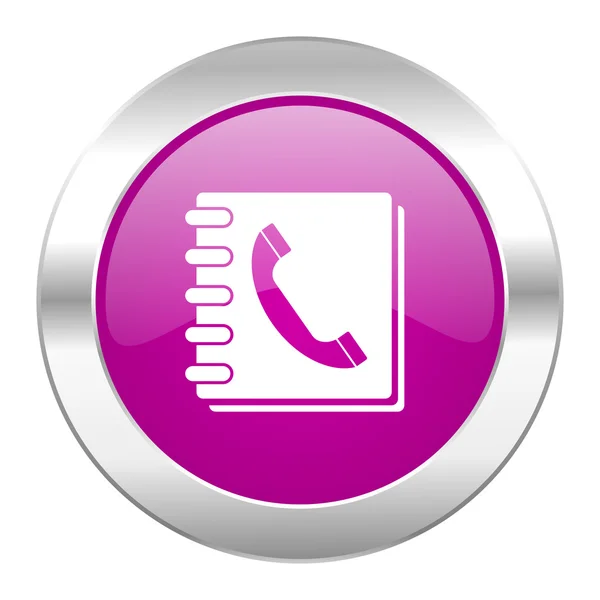 Telefoonboek violet cirkel chrome web-icoon geïsoleerd — Stockfoto