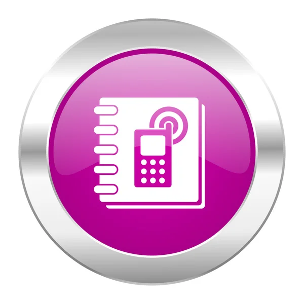 Telefonbuch violett Kreis Chrom Web-Symbol isoliert — Stockfoto