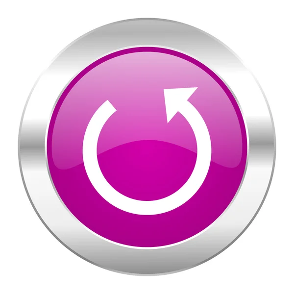 Girar círculo violeta ícone web cromo isolado — Fotografia de Stock