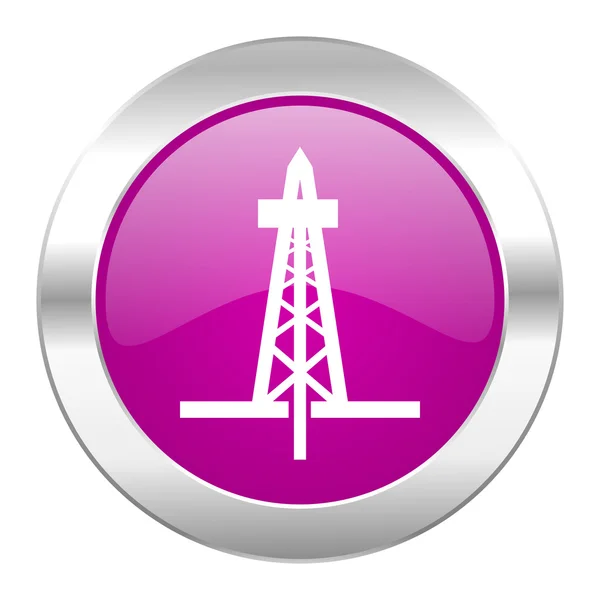 Wiercenia ikonę web chrome fioletowy koło na białym tle — Zdjęcie stockowe
