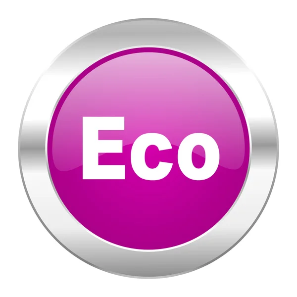 에코 바이올렛 원형 크롬 웹 아이콘 절연 — 스톡 사진