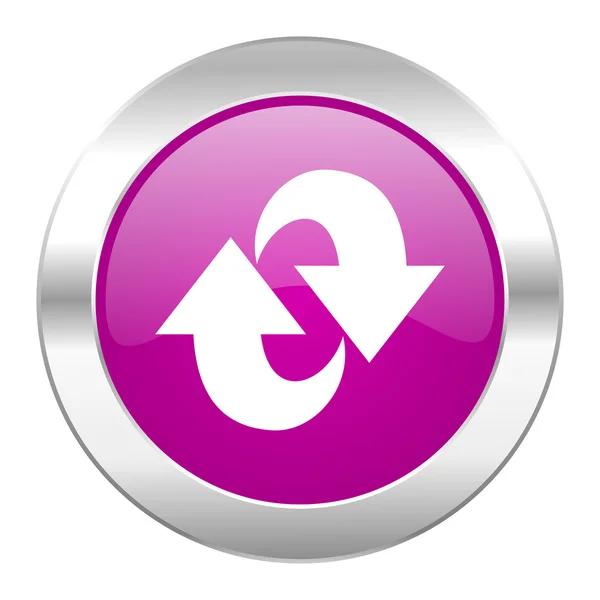 Фиолетовый круг вращения иконка хромированной паутины — стоковое фото