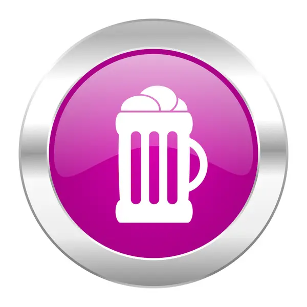 Beer violet circle chrome web icon isolated — Stock Photo, Image