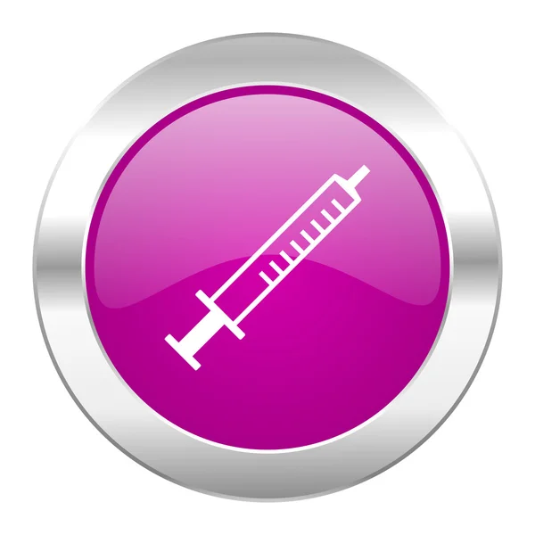 Medicine violet circle chrome web icon isolated — Stock Photo, Image