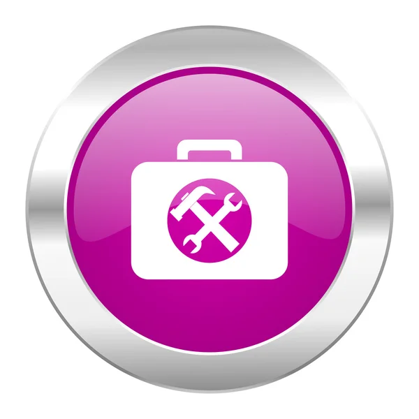 Toolkit violeta círculo cromo web ícone isolado — Fotografia de Stock