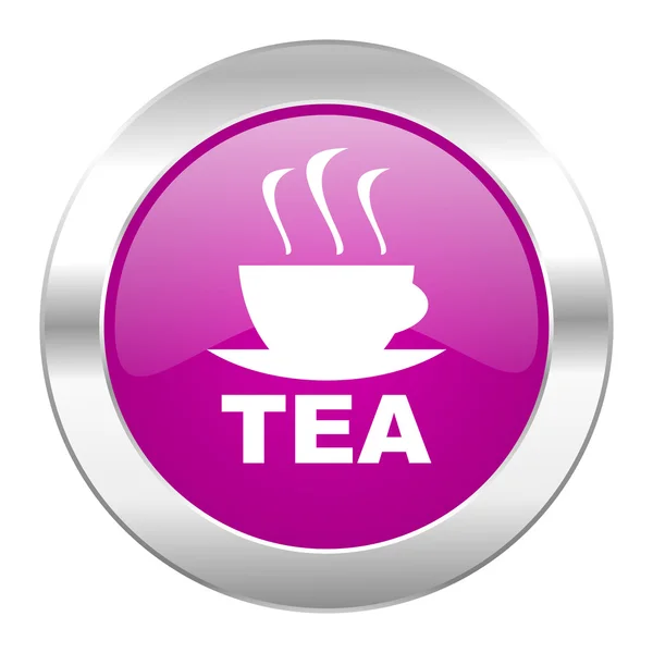 Tea violet circle chrome web icon isolated — Stock Photo, Image