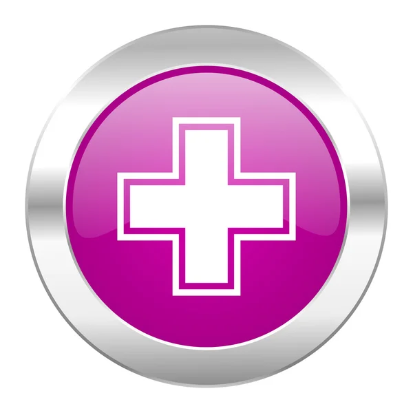 Apotheke violett Kreis Chrom Web-Symbol isoliert — Stockfoto