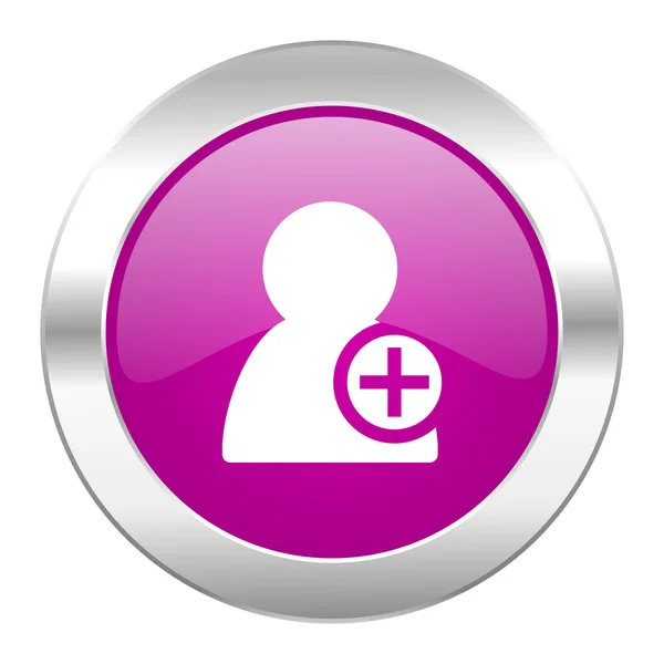 Add contact violet circle chrome web icon isolated — Stock Photo, Image