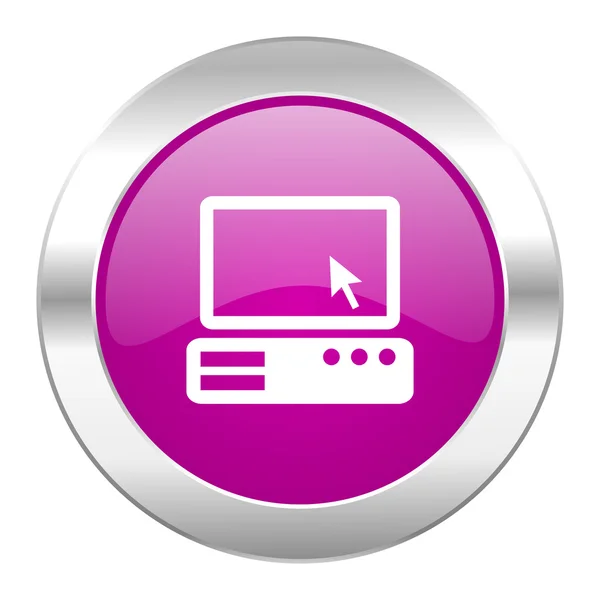 Computer violet circle chrome web icon isolated — Stock Photo, Image