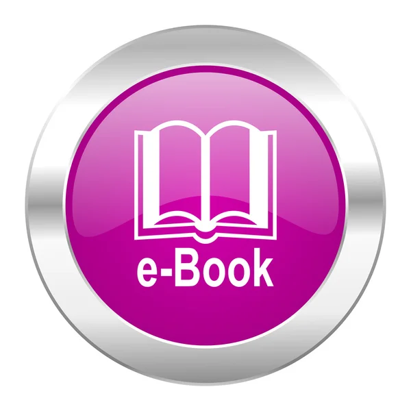 Book violet circle chrome web icon isolated — Stock Photo, Image