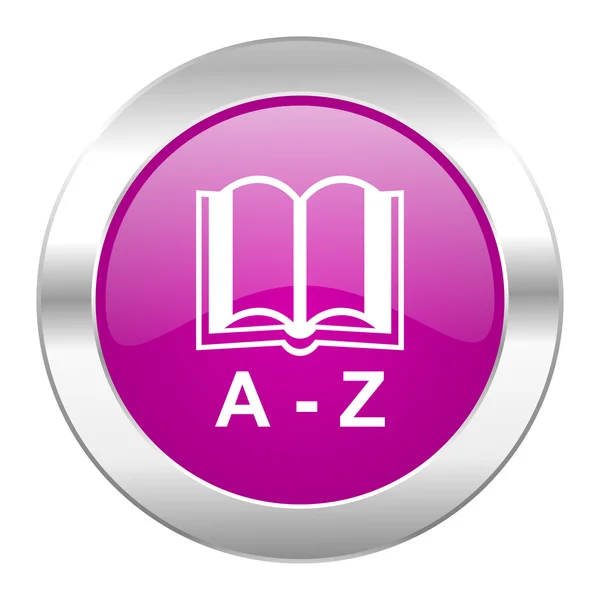 Woordenboek violet cirkel chrome web-icoon geïsoleerd — Stockfoto