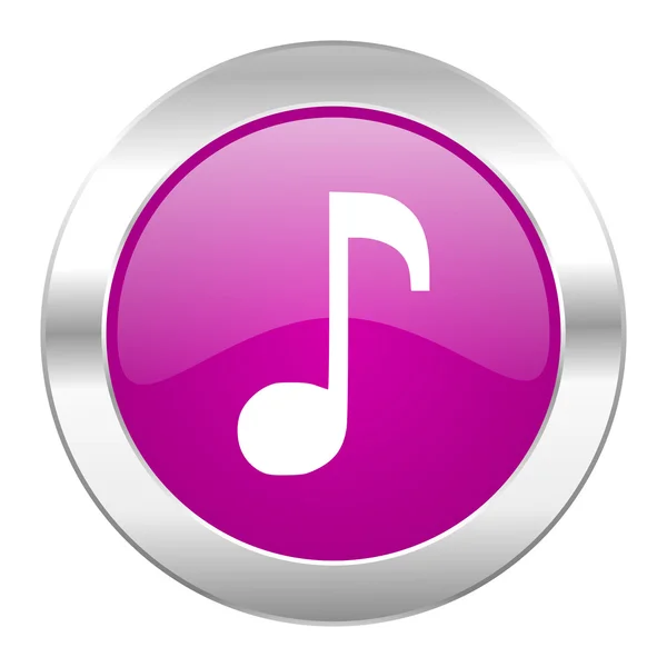 Music violet circle chrome web icon isolated — Stock Photo, Image