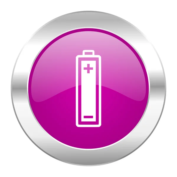 Battery violet circle chrome web icon isolated — Stock Photo, Image