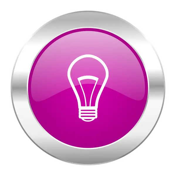 Glühbirne violett Kreis Chrom Web-Symbol isoliert — Stockfoto
