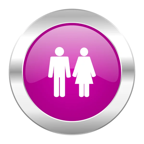 Couple violet circle chrome web icon isolated — Stock Photo, Image