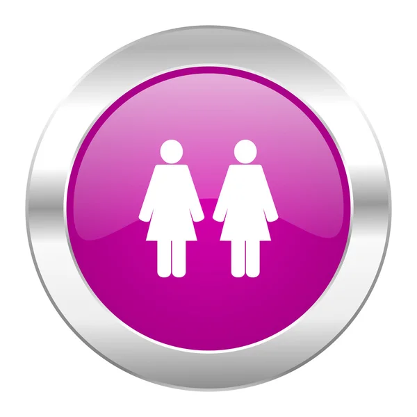 Para fioletowy koło chrome web ikona na białym tle — Zdjęcie stockowe