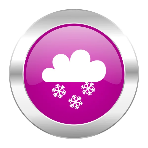Śnieg ikonę web chrome fioletowy koło na białym tle — Zdjęcie stockowe