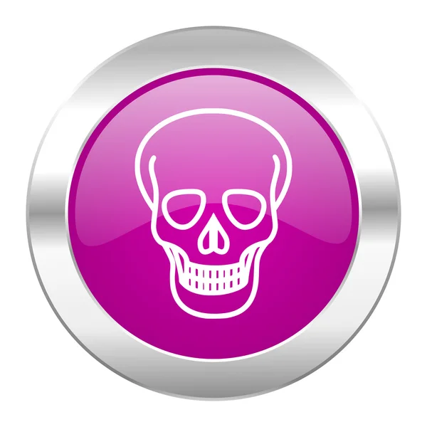 Crânio violeta círculo cromo web ícone isolado — Fotografia de Stock