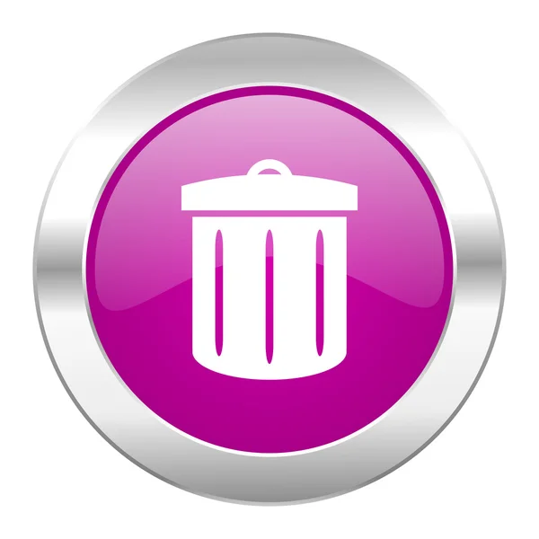 Recycle violet circle chrome web icon isolated — Stock Photo, Image