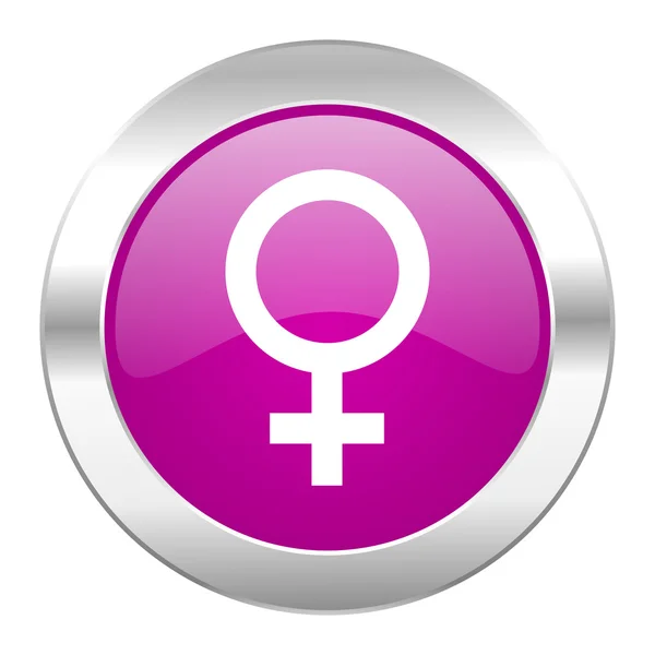 Female violet circle chrome web icon isolated — Stock Photo, Image