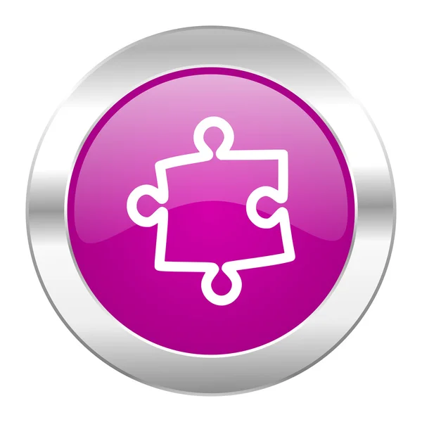 Puzzel violet cirkel chrome web-icoon geïsoleerd — Stockfoto