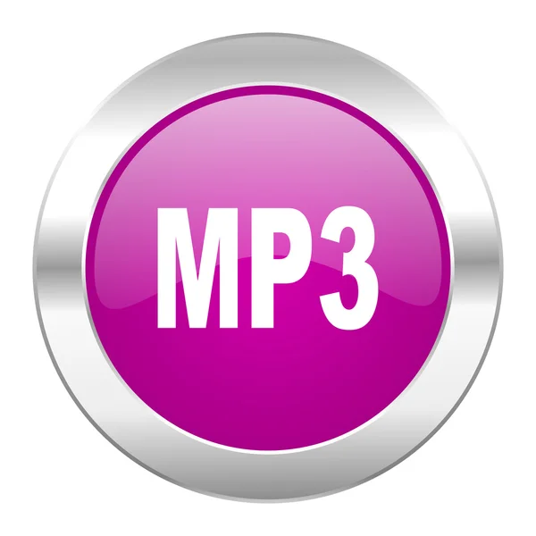 MP3 violett chrome web cirkelsymbolen isolerade — Stockfoto